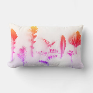 Various Shape Leaves Plants Nature Feel Lumbar Cushion