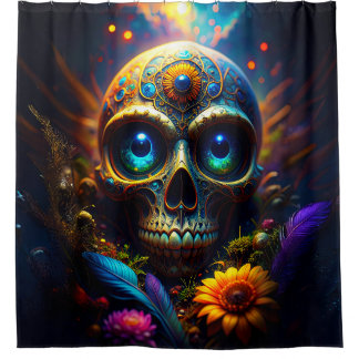 various skulls 023 shower curtain