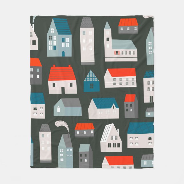 Various small tiny houses. Paper cut style. Flat d Fleece Blanket (Front)