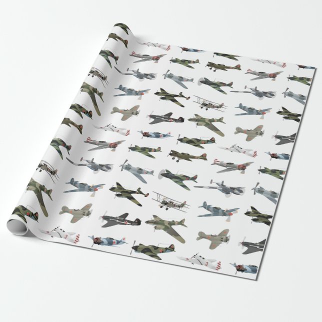 Various Soviet WW2 Aeroplanes Wrapping Paper (Unrolled)