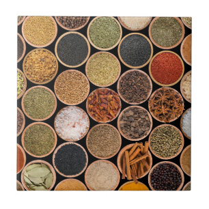 Various spices and food ingredients ceramic tile