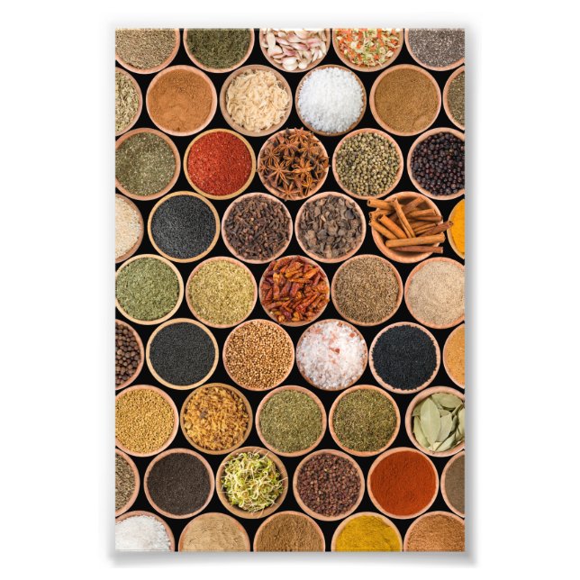 Various spices and food ingredients photo print (Front)
