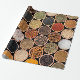 Various spices and food ingredients wrapping paper