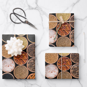 Various spices and food ingredients wrapping paper sheet