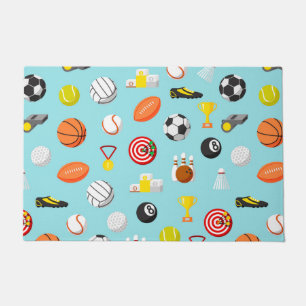 Various sports elements pattern colourful doormat