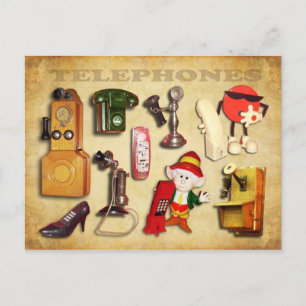 Various Telephones - Vintage and Modern Postcard