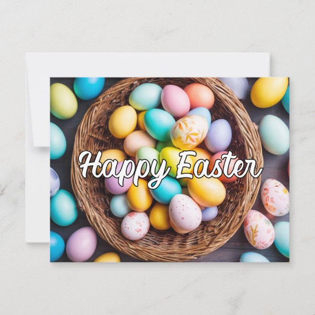 Various Vibrant Festive Easter Eggs Holiday Card (Front)