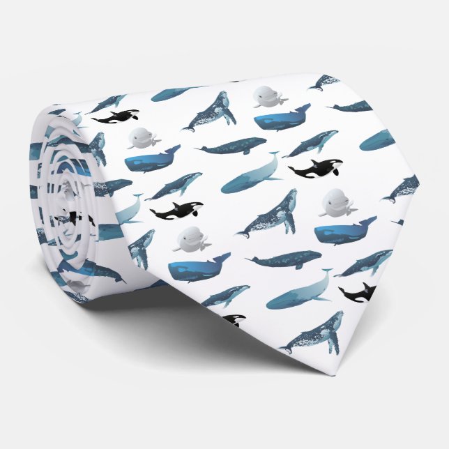 Various Whales Tie (Rolled)