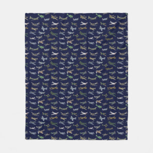 Various WW2 Airplanes Fleece Blanket