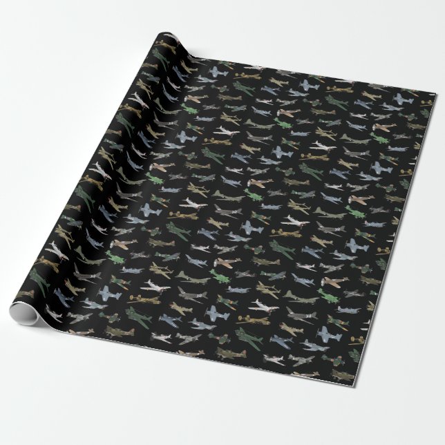 Various WW2 Airplanes Wrapping Paper (Unrolled)