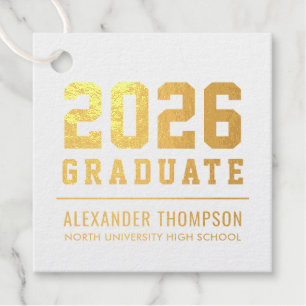 Varsity 2026 Graduation Party Photo Gold Favour Tags