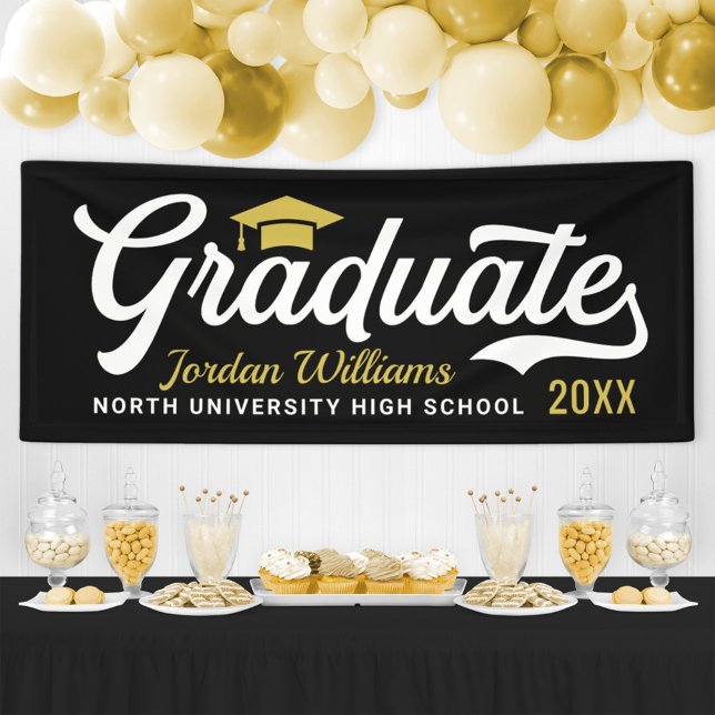 Varsity Graduate Sleek Gold Black Banner (Creator Uploaded)