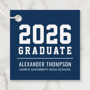 Varsity Navy Blue 2026 Graduate Graduation Party Favour Tags