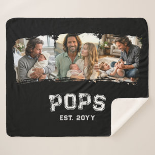 Varsity Pops 3 Photo Grandpa Nickname Est Year Sherpa Blanket
