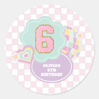 Varsity preppy pastel patch 6th Birthday