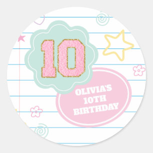 Varsity preppy pastel patch notebook 10th Birthday Classic Round Sticker