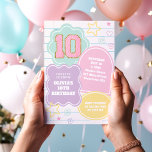 Varsity preppy pastel patch notebook 10th Birthday Invitation<br><div class="desc">pastel varsity preppy patch notebook 10th birthday invitation.</div>