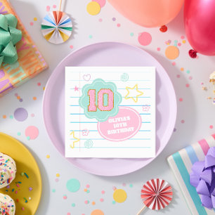 Varsity preppy pastel patch notebook 10th Birthday Napkin