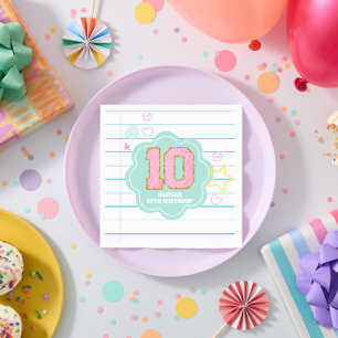 Varsity preppy pastel patch notebook 10th Birthday Napkin