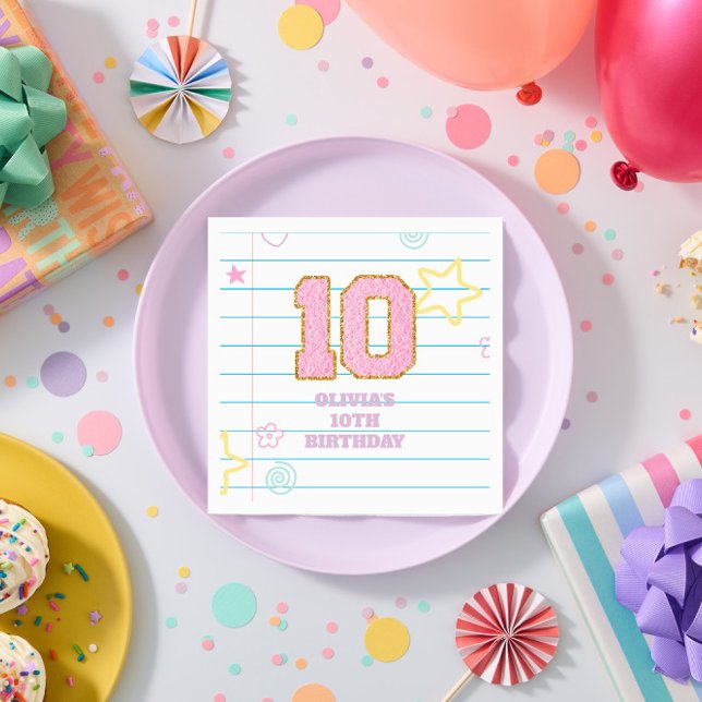 Varsity preppy pastel patch notebook 10th Birthday Napkin (Creator Uploaded)