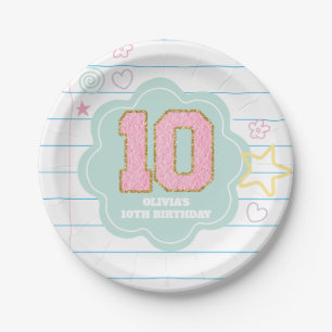 Varsity preppy pastel patch notebook 10th Birthday Paper Plate