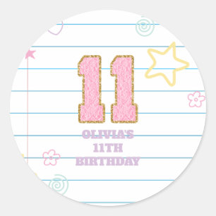 Varsity preppy pastel patch notebook 11th Birthday Classic Round Sticker