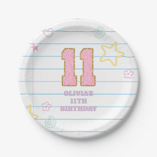 Varsity preppy pastel patch notebook 11th Birthday Paper Plate