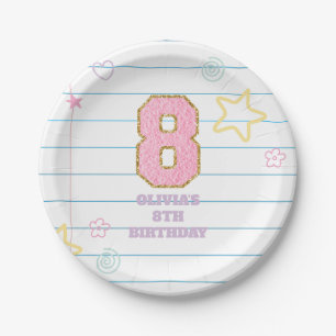 Varsity preppy pastel patch notebook 8th Birthday Paper Plate