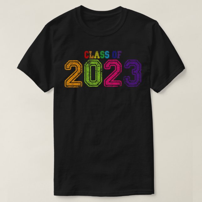 Varsity Rainbow Class of 2023 T-Shirt (Design Front)