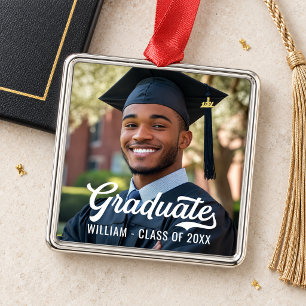 Varsity Script Graduate Photo Class of 2026 Metal Ornament