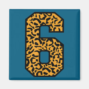 Varsity Six Matching Number Team Sports Leopard 6 Magnet