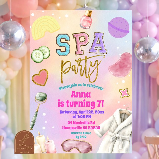 Varsity Spa Party Birthday Invitation (Creator Uploaded)