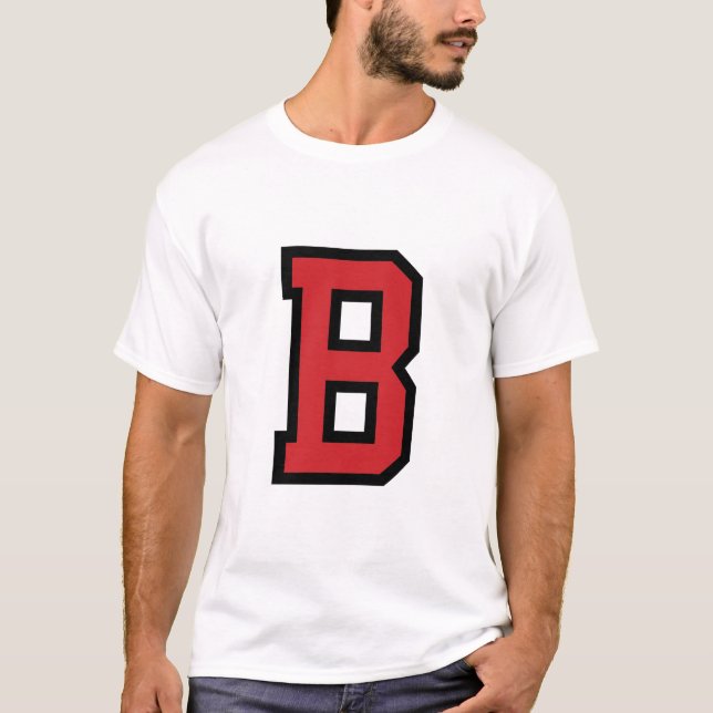 Varsity Sport | Letter B | Red Black T-Shirt (Front)