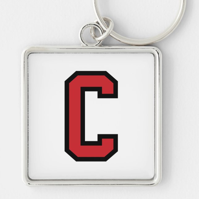Varsity Sport | Letter C | Red Black Key Ring (Front)