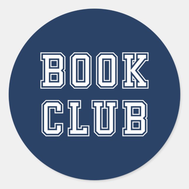 Varsity Style Book Club with Editable Colour Classic Round Sticker (Front)