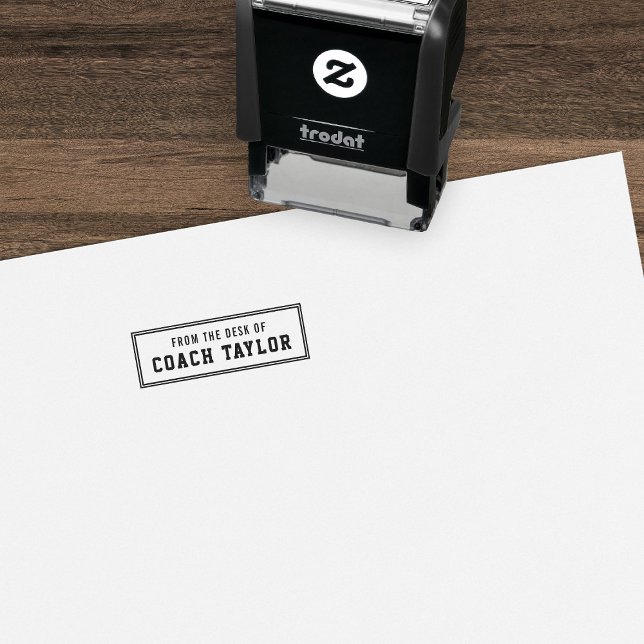 Varsity Style Border From The Desk Of Coach Self-inking Stamp (Creator Uploaded)