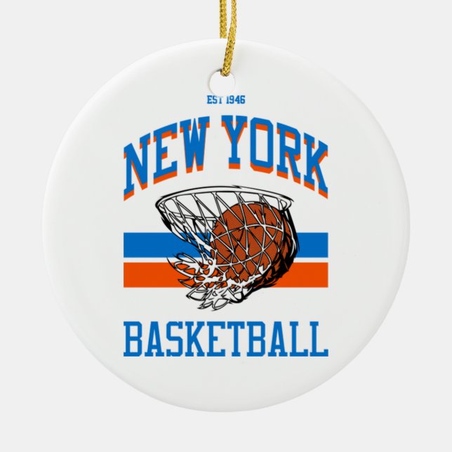 Varsity Style New York Basketball  Ceramic Ornament (Front)