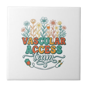 Vascular Access Team Floral Medical Shirt Design_1 Ceramic Tile