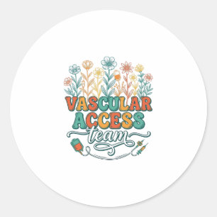 Vascular Access Team Floral Medical Shirt Design_1 Classic Round Sticker