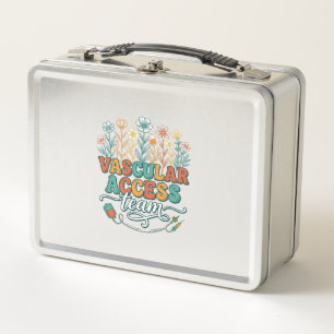 Vascular Access Team Floral Medical Shirt Design_1 Metal Lunch Box