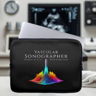 Vascular Sonographer-Colourful Ultrasound Waves Laptop Sleeve