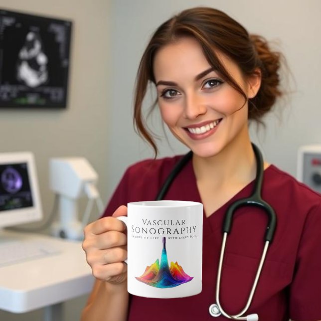 Vascular Sonographer-Colourful Ultrasound Waves Large Coffee Mug (Vascular Sonographer-Colorful Ultrasound Waves Giant Coffee Mug)