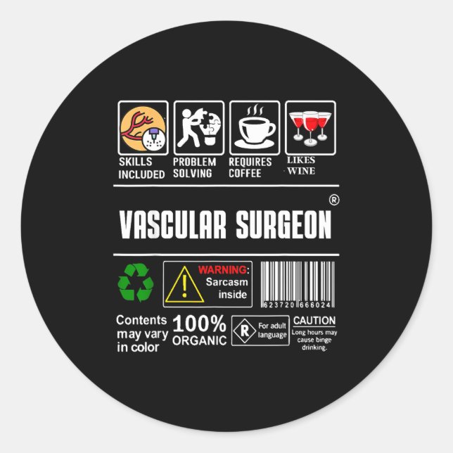 Vascular Surgeon Doctor Job Label Sarcasm Skills C (Front)