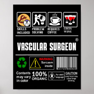 Vascular Surgeon Doctor Job Label Sarcasm Skills C Poster