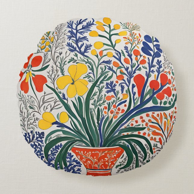 Vase and Wild Flowers  Round Cushion (Front)