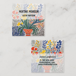 Vase and Wild Flowers Square Business Card