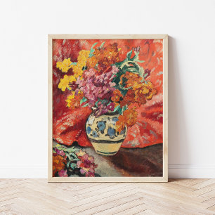 Vase de Fleurs à la Draperie Rouge Louis Valtat Poster