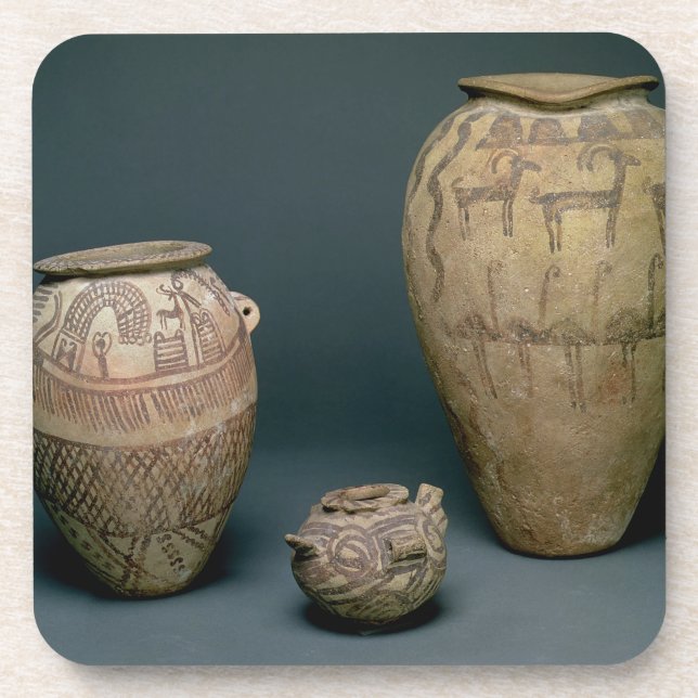 Vase decorated with various friezes of animals and coaster (Front)