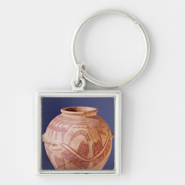 Vase depicting two shrines on a barge key ring (Front)