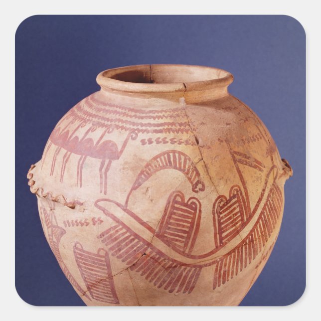 Vase depicting two shrines on a barge square sticker (Front)